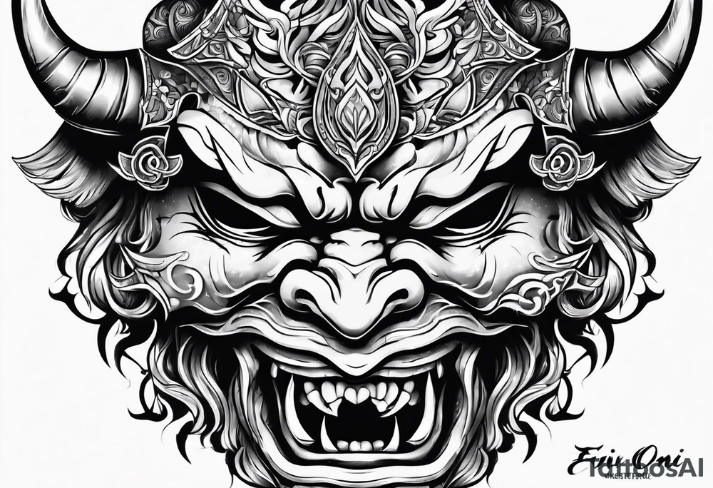 Evil oni mask tattoo idea