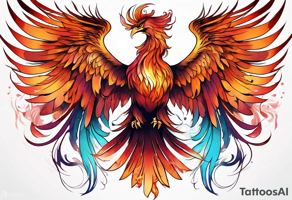 ethereal rising phoenix tattoo idea