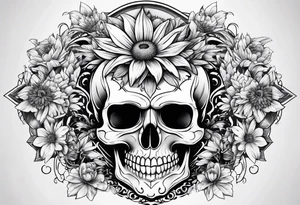 skull and aster tattoo idea
