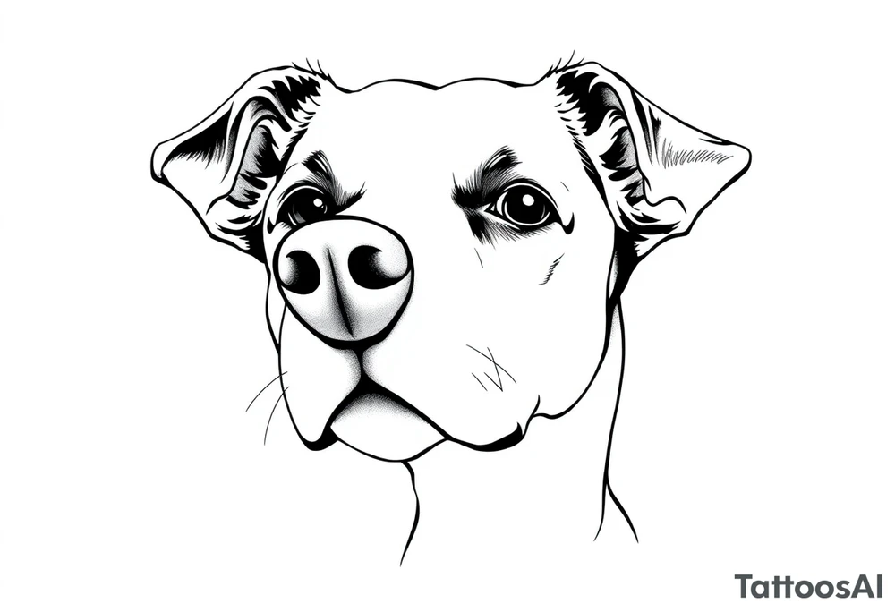 dog with a bee sitting on his nose. fine line very simple tattoo idea dog with a bee sitting on his nose. fine line very simple tattoo idea