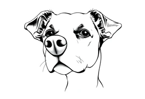 dog with a bee sitting on his nose. fine line very simple tattoo idea