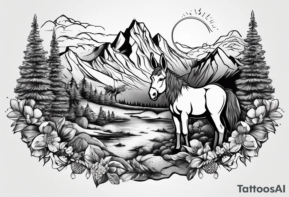 A dessert mountain with a donkey tattoo idea
