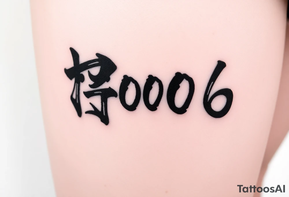 The date 30th of December 2006 in kanjis style sosho with and thin lines tattoo idea