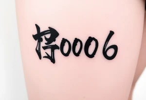 The date 30th of December 2006 in kanjis style sosho with and thin lines tattoo idea