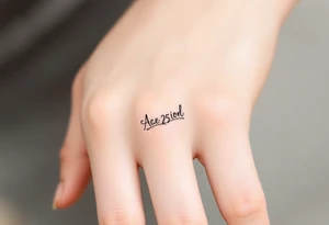 simple and elegant black ring with a delicate engraving of the wedding date tattoo idea