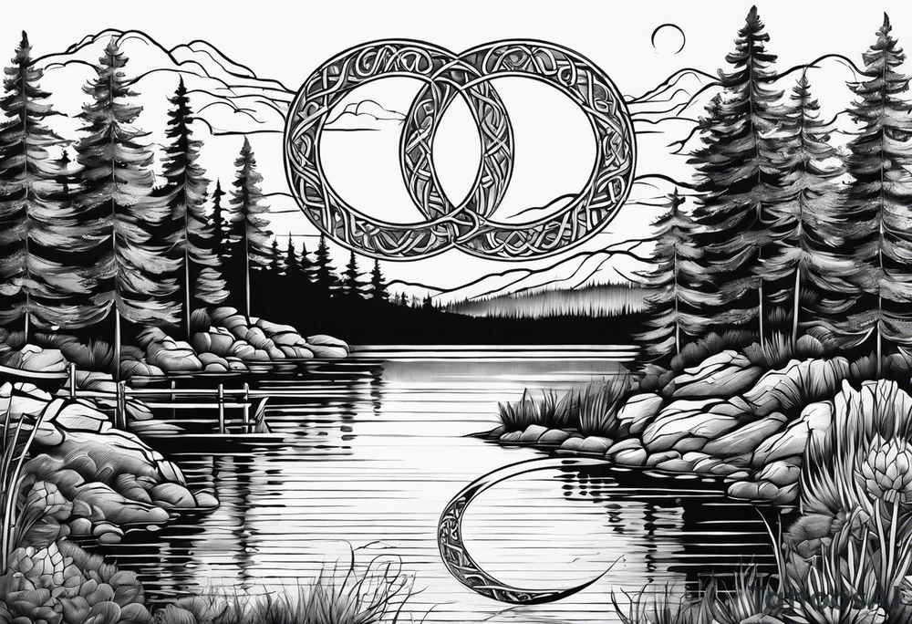 Lake with an infinity sign tattoo idea