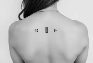 Line tattoo of play, pause, stop rewind, with mental awareness for a woman tattoo idea