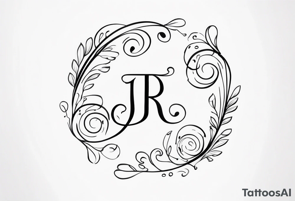 J and R initials cute and small and swirly tattoo idea