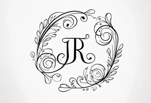 J and R initials cute and small and swirly tattoo idea