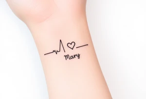 heartbeat rhythm with “Mary” in the middle tattoo idea