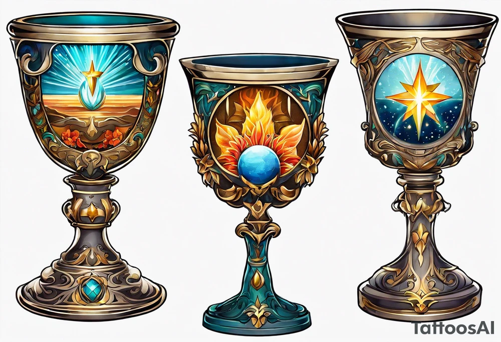 chalice surrounded by halo tattoo idea