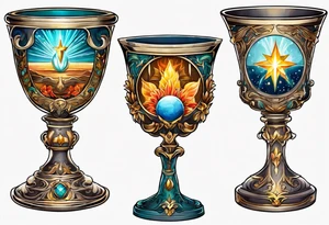 chalice surrounded by halo tattoo idea