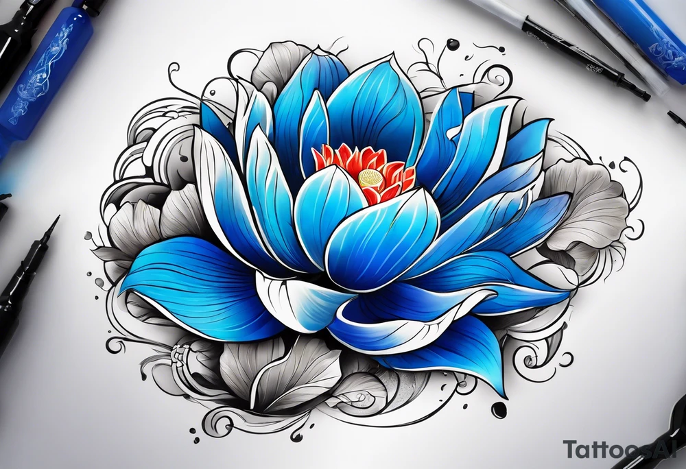 Blue Koi and lotus flower tattoo idea