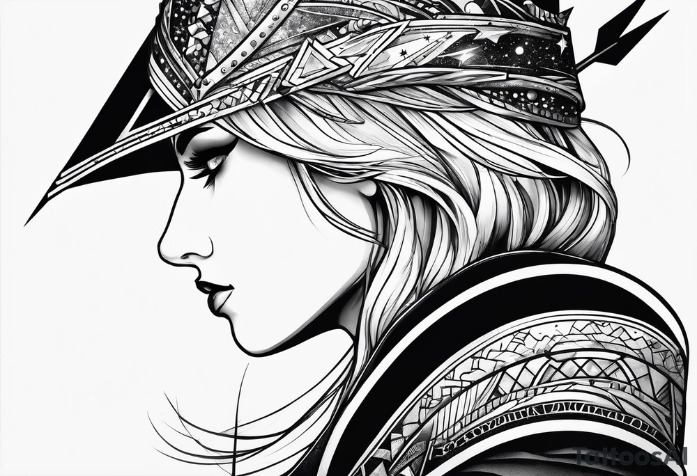 Galaxy stars universe arrow tattoo idea