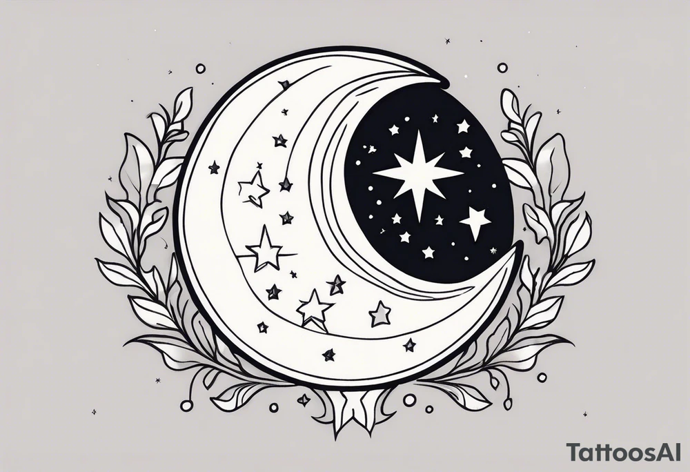 Moon stars tattoo idea