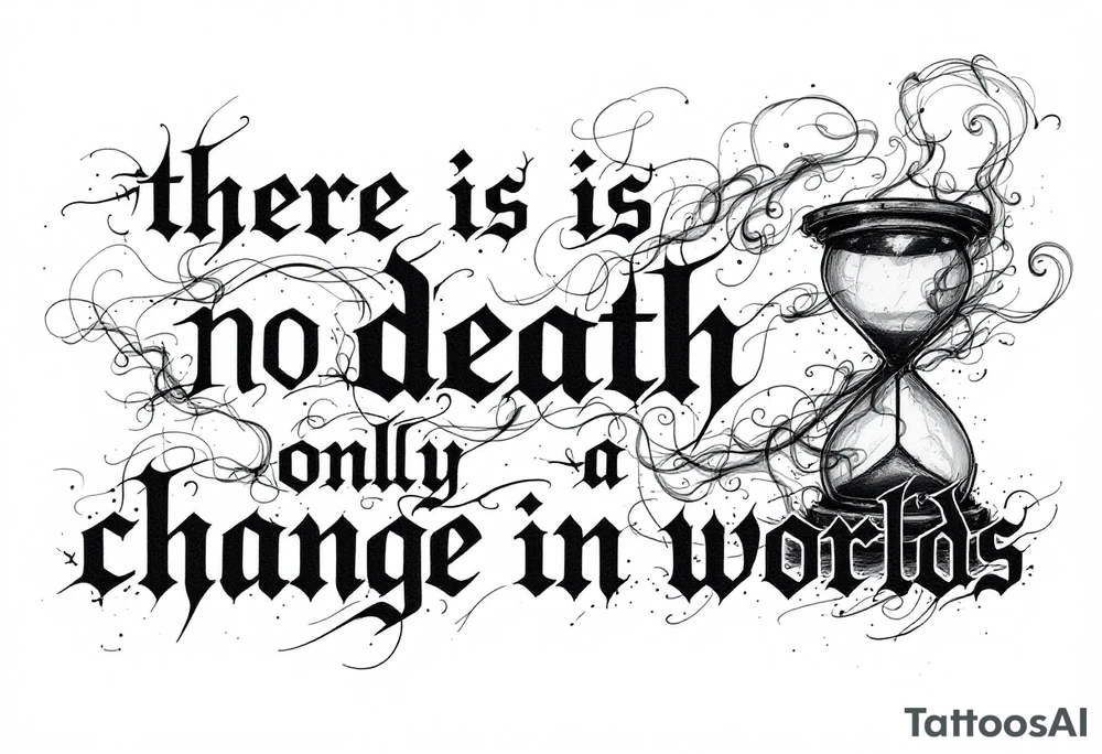 there is no death only a change of worlds with a hour glass and smoke behind it tattoo idea