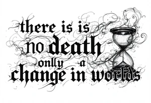 there is no death only a change of worlds with a hour glass and smoke behind it tattoo idea