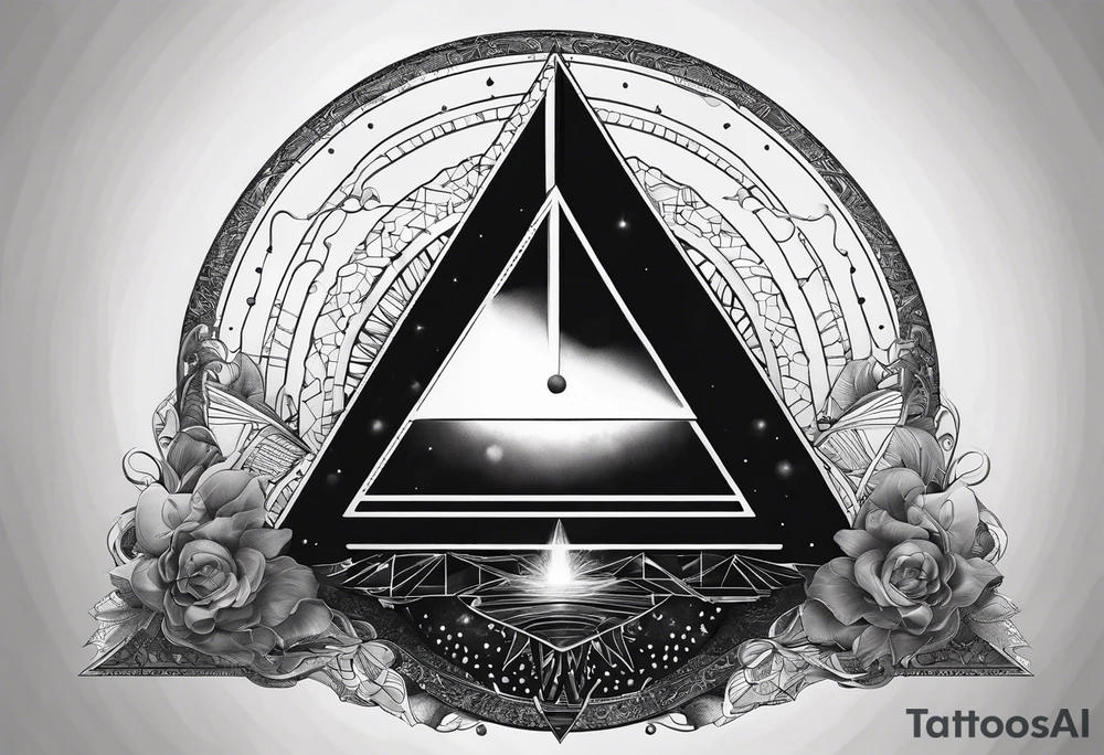prism stone dispersing light ray like on pink floyd album cover tattoo idea