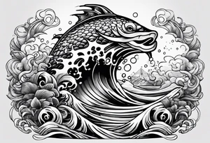 Neptun mit ganzen Körper im Wasser stehend tattoo idea