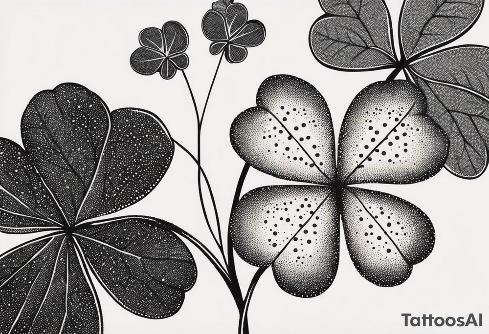 simple leaf and clover outlines tattoo idea
