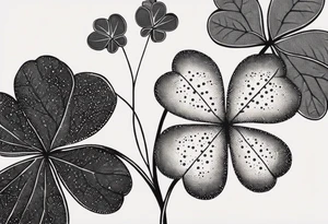 simple leaf and clover outlines tattoo idea