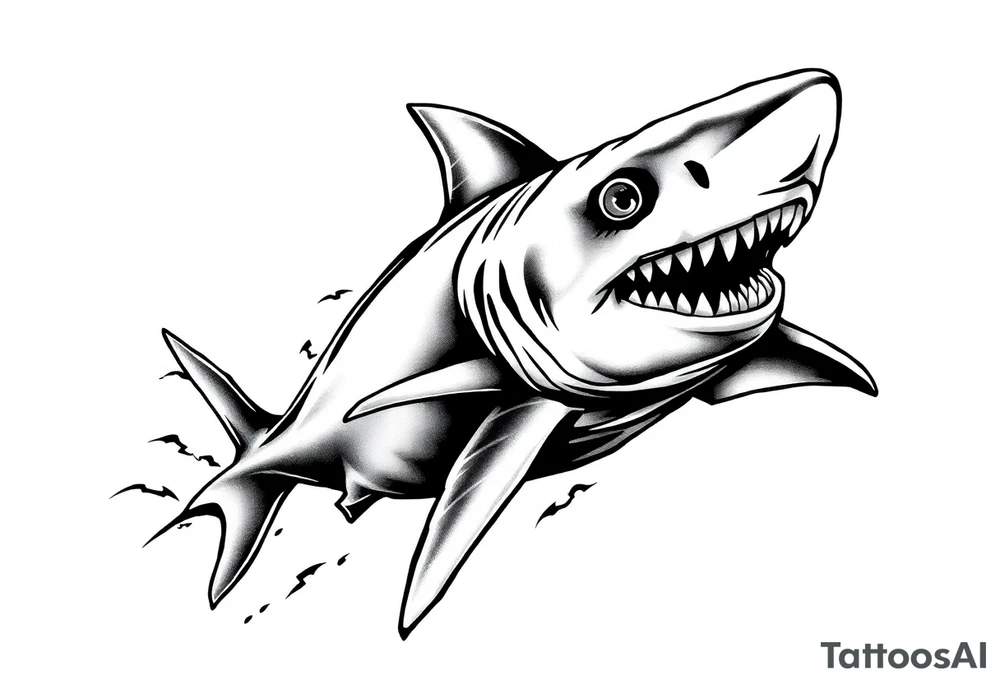 Masculine strong shark flowing tattoo idea