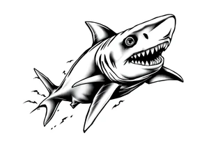 Masculine strong shark flowing tattoo idea