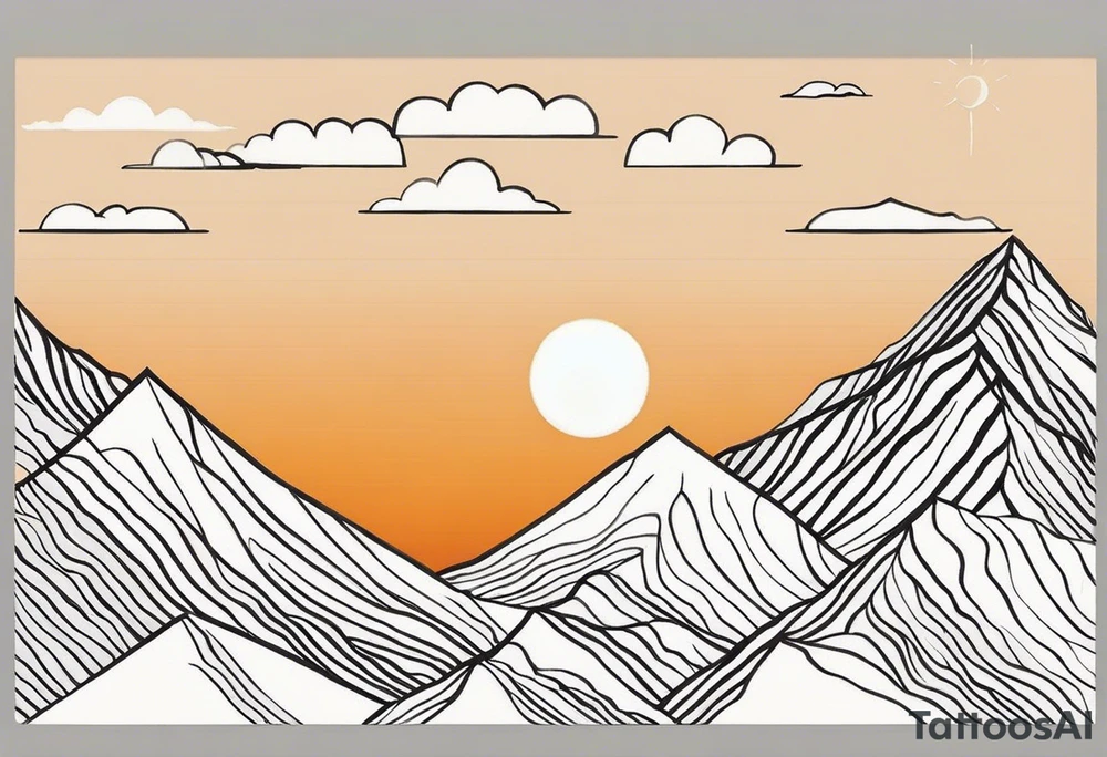 create me a tattoo that wraps around my forearm. I want this to be line work with a little realism. it should have half of the Argentine sun in line work, a portion should be the top of the congreso national de argentina, another should be argentina's national tree and then include a portion of a little house on top of a mountain looking over to more mountains of Patagonia. this should all be in black and white tattoo idea