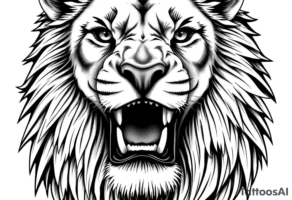 powerful majestic lion, close-up tattoo idea