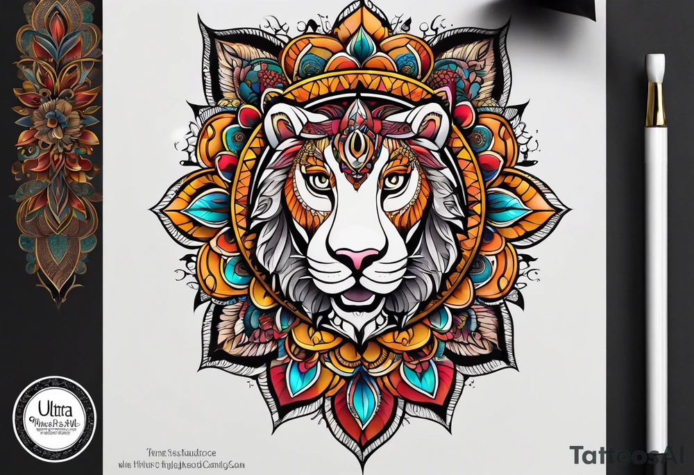 mandala Knee tattoo in fall colors tattoo idea