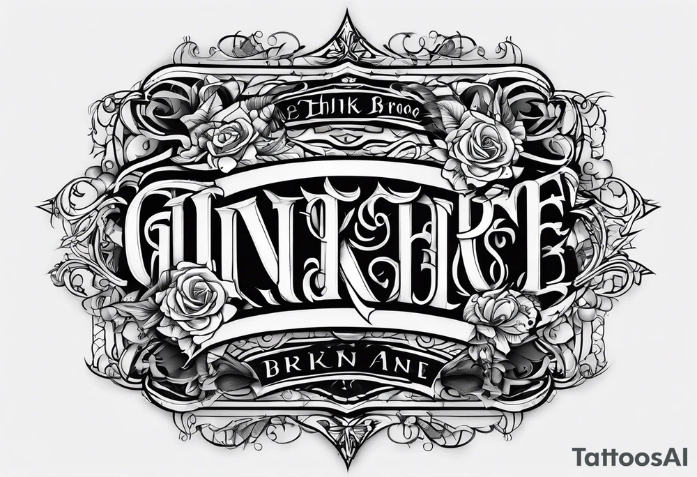 Thin gothic font, text “never broke again” tattoo idea