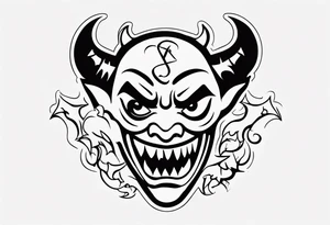 The word Tavo inside the naughty devil emoji tattoo idea