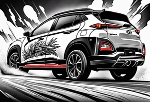 hyundai kona rally with lightning bolts tattoo idea