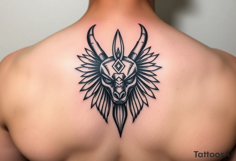 powerful majestic anubis face tattoo idea