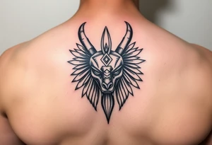 powerful majestic anubis face tattoo idea