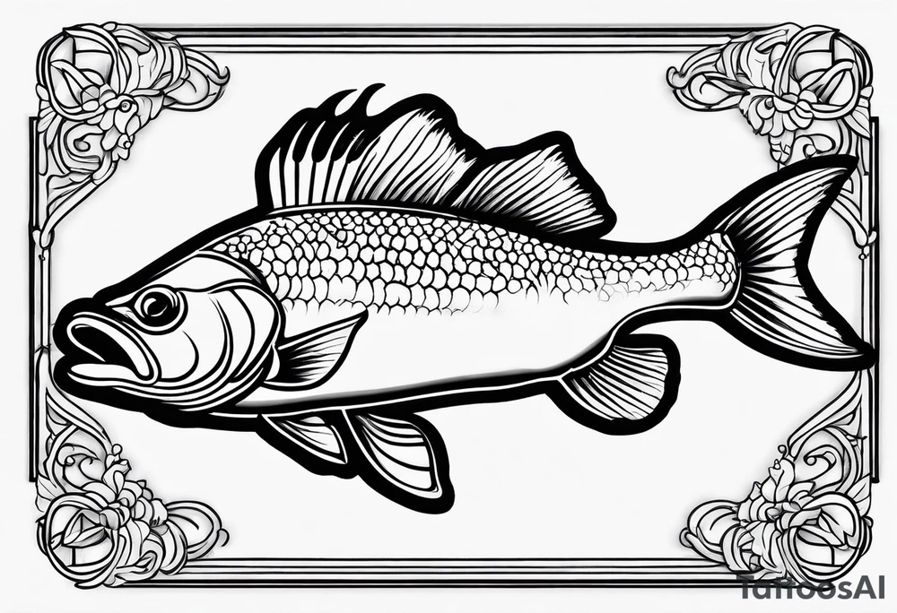 outline walleye simple small no scales tattoo idea