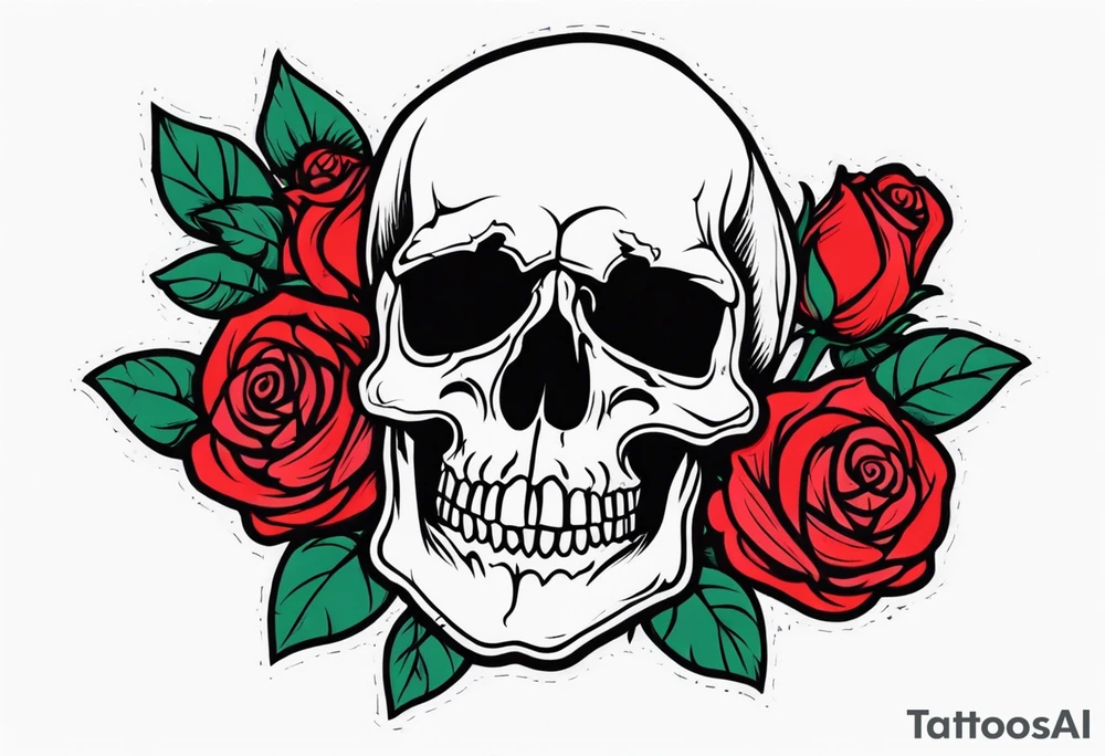 skull and roses tattoo idea