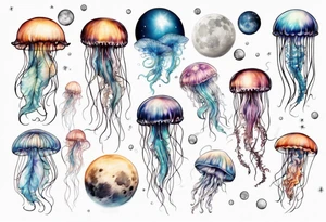 jellyfish going into the moon tattoo idea