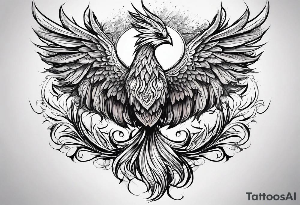 Small phoenix rising up. For mom memory. Little details tattoo idea