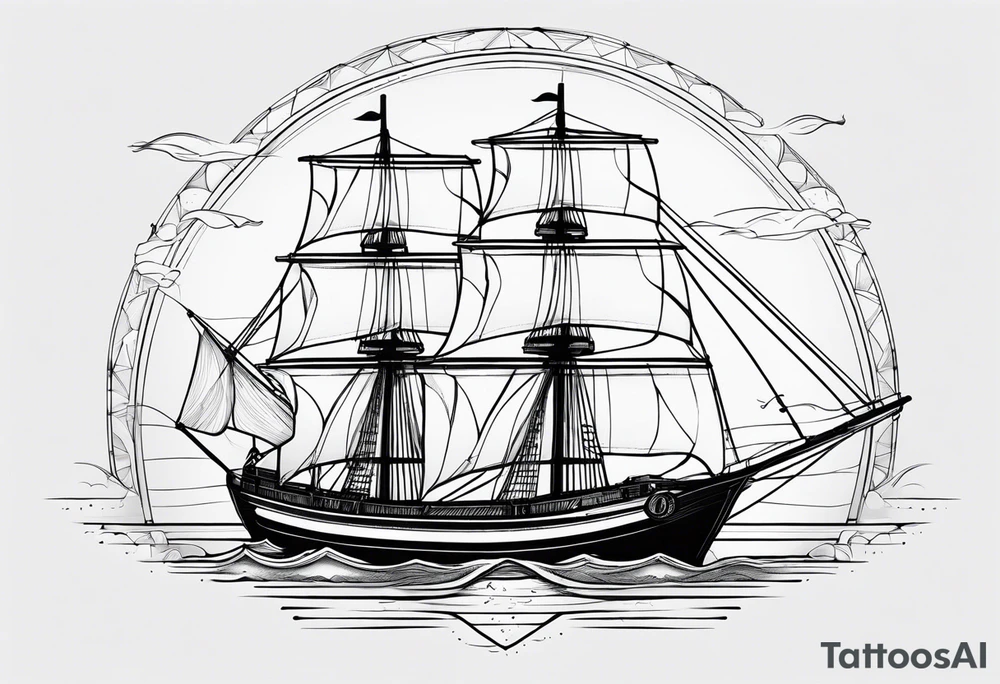 Animais marinhos, barco, âncora, bússola tattoo idea