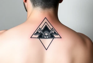 Geometric small triangle about different paths in life merge together and become stronger while being psychedelic and trippy make it fine line tattoo idea
