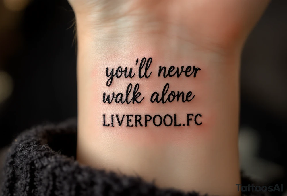 you’ll never walk alone 
           LIVERPOOL.FC tattoo idea