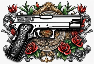 The letters AR with pistols on each side tattoo idea