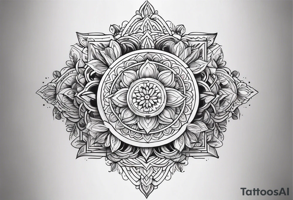 Ornamental tattoo with nature on the back tattoo idea