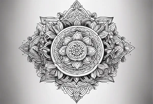 Ornamental tattoo with nature on the back tattoo idea