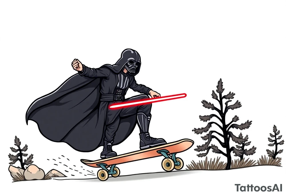 skateboarding Darth Carter, star wars, outdoors, future, memento mori tattoo idea