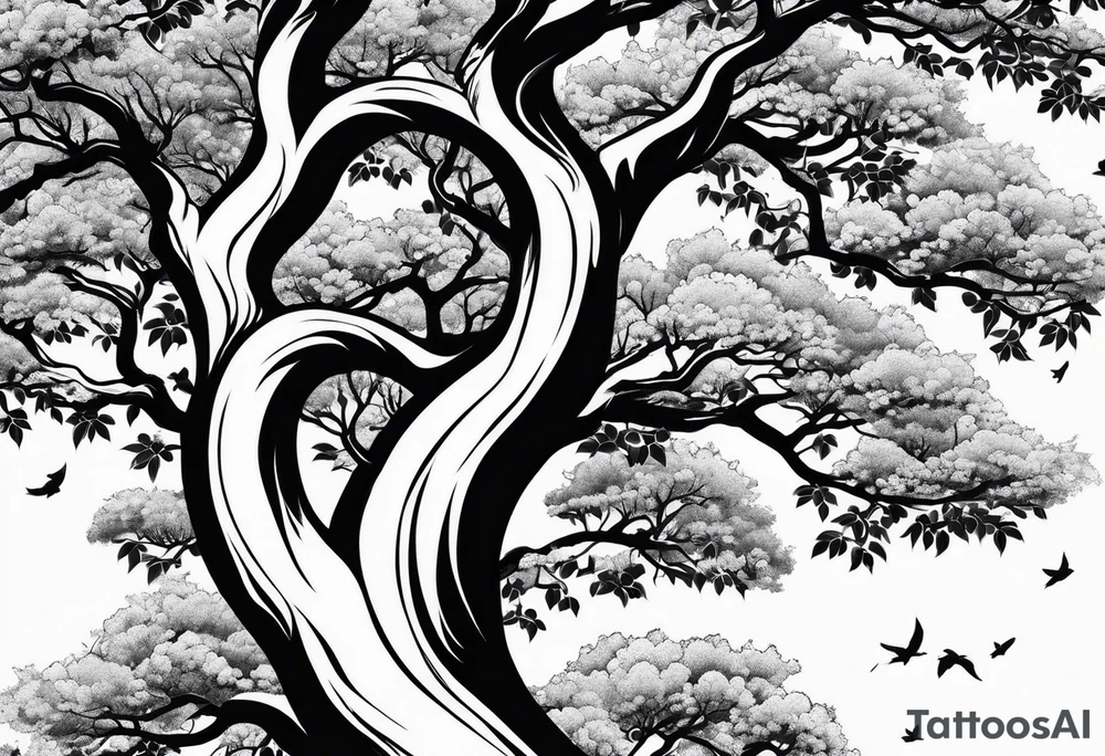 Trees stretching down tattoo idea