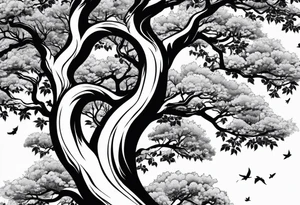 Trees stretching down tattoo idea