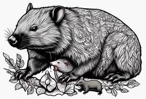 Wombat with a Platypus, an Echidna & a Sugar Glider tattoo idea