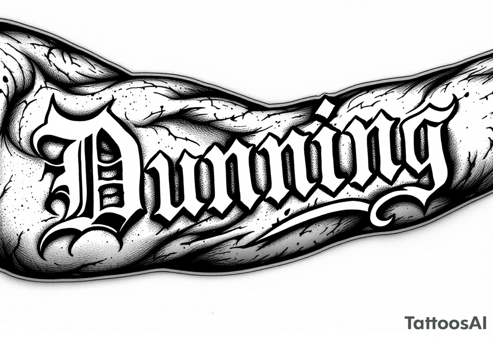 Dunning , Details include Old English Font, white space in name tattoo idea